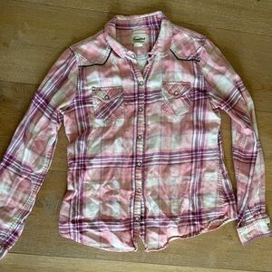 Pink Plaid Button-Up Shirt the farmstead size Xs